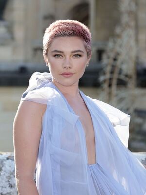 Florence Pugh in see through dress at Valentino Haute Couture show in Paris
